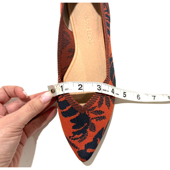 Rothy’s The Point Flats 9.5 Sunset Floral Orange Navy Washable Slip Ons - Picture 7 of 8